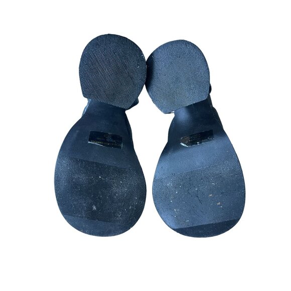 Vintage Y2K Womans 5.5 Platform SHIMMER Sandals Round Toe Block Heel Black 1990s - Picture 6 of 6